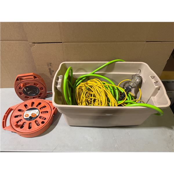 Assorted Extension Cords & Work Light