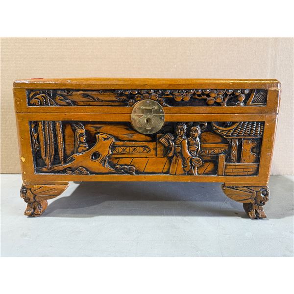 Vintage Wooden Highly Detailed Asian Box