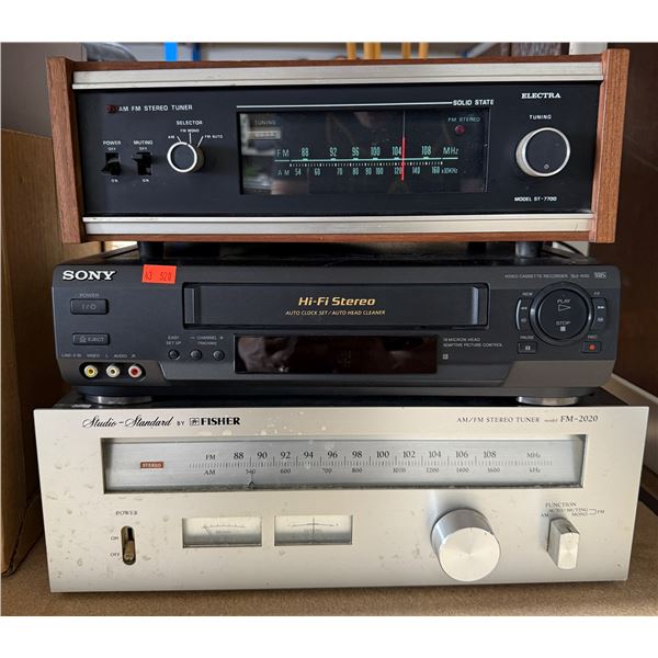 Assorted Electronics: Sony VHS Player, Electra Tuner & Fisher Tuner