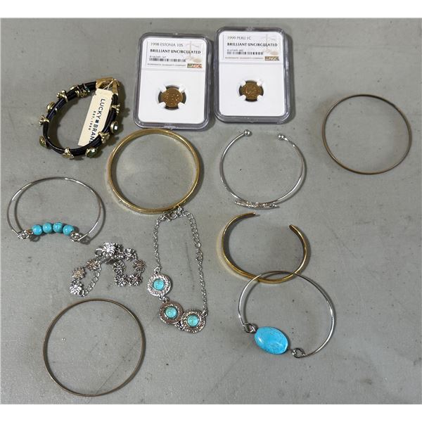 Assorted Jewelry & 2 Graded Coins