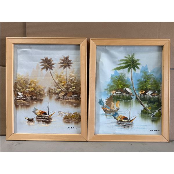 2 Baker Signed Original Oil On Canvas Paintings