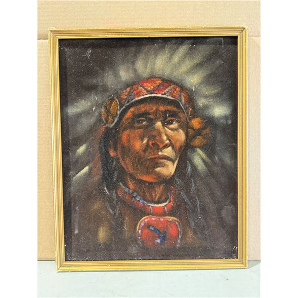 Original First Nations Chief Velvet Painting