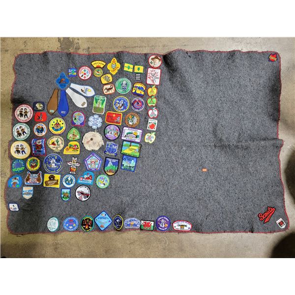 Vintage Scouts Wool Blanket With Assorted Patches