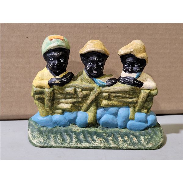 Vintage Black Americana Cast Metal Door Stop