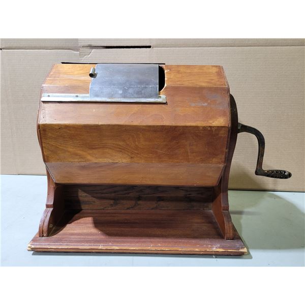 Antique Folk Art Wooden Raffle Drum