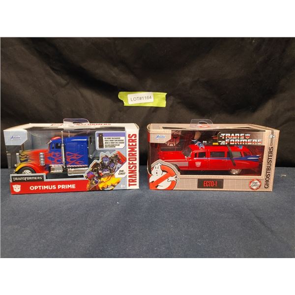 Jada Toys diecast miniature Transformers (1:32) Optimus Prime and Ecto-1