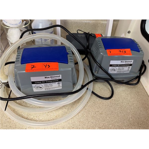 Qty 2 Blue Diamond ET60 Linear Air Compressors w/ Whisper AP300 Air Pump