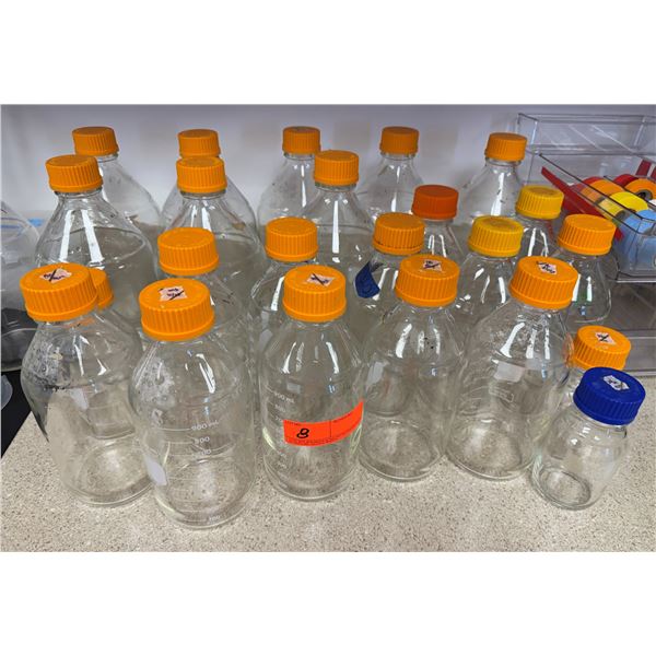 Multiple Glass Media Storage Bottles w/ Liquid Measurements, Misc Sizes