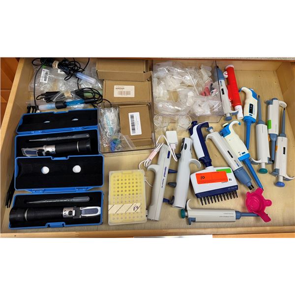 Multiple ATC (Automatic Temperature Compensation) Refractometers, Micropipettes, etc Misc Sizes