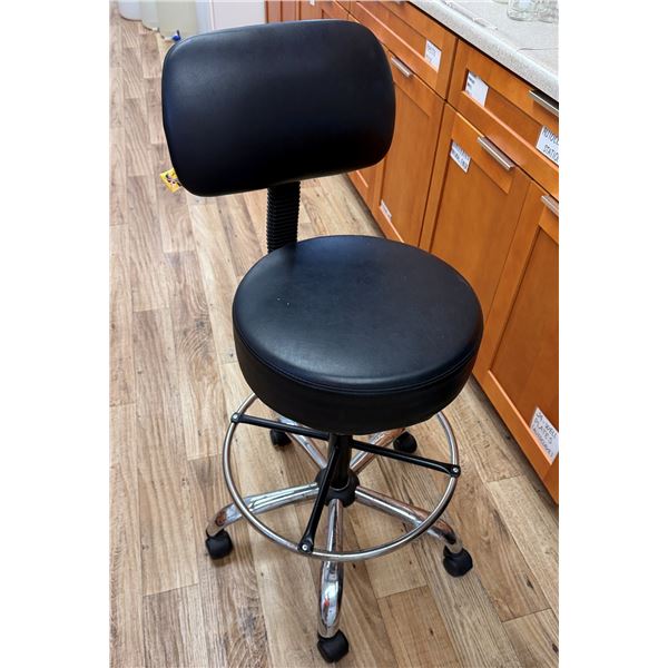 Medical Drafting Stool w/ Black Upholstery & Footrest