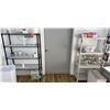 Image 1 : Qty 2 Shelving Units: Black Metal Mesh & White Plastic (contents not included)