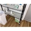 Image 4 : Qty 2 Shelving Units: Black Metal Mesh & White Plastic (contents not included)
