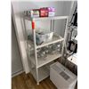 Image 6 : Qty 2 Shelving Units: Black Metal Mesh & White Plastic (contents not included)
