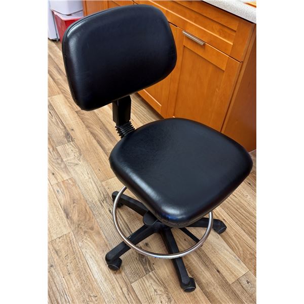 Medical Drafting Stool w/ Black Upholstery & Footrest