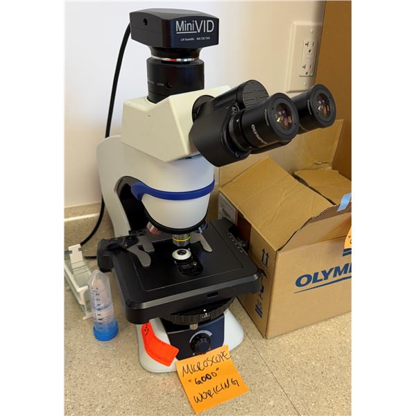 Olympus CX43 Trinocular Biological Microscope WHB10X/20  w/ LW Scientific MiniVID Digital Camera