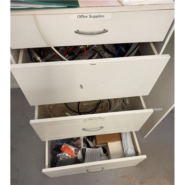 Contents of Cabinet: Office Supplies, Tubing, etc