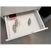 Image 5 : White 4-Drawer Cabinet 18" x 16" x 34"H & Contents: Lab Tools, Filters, Tubing, Connectors, etc