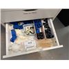 Image 6 : White 4-Drawer Cabinet 18" x 16" x 34"H & Contents: Lab Tools, Filters, Tubing, Connectors, etc