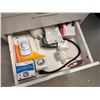 Image 7 : White 4-Drawer Cabinet 18" x 16" x 34"H & Contents: Lab Tools, Filters, Tubing, Connectors, etc