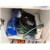 Image 2 : White 4-Drawer Cabinet w/ Door & Contents: Power Strips, Tubing, Office Supplies, etc