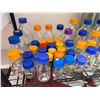 Image 12 : Metal Mesh Shelving Unit 36" x 15" x 72"H & Contents: Multiple Glass Bottles, Misc Sizes