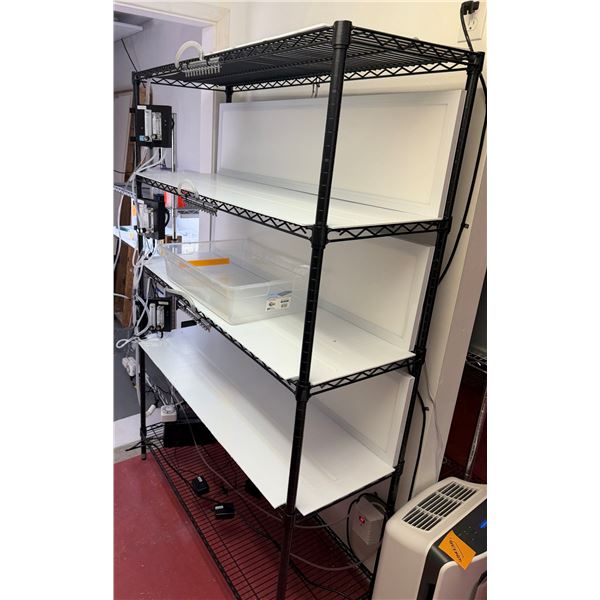 Shelving Unit w/ Lights, Dual Flow Meter & Tubing 48" x 16" x 72"H