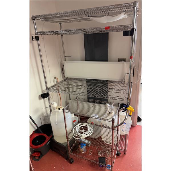 Shelving Unit w/ Lights Dual Flow Meter & Tubing 48" x 24" x 72"H