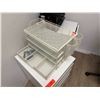 Image 16 : Qty 2 White 3-Drawer Cabinets w/ Adjustable Height Desk 55" x 24" & Rolling Office Chair