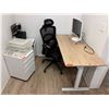 Image 1 : Qty 2 White 3-Drawer Cabinets w/ Adjustable Height Desk 55" x 24" & Rolling Office Chair