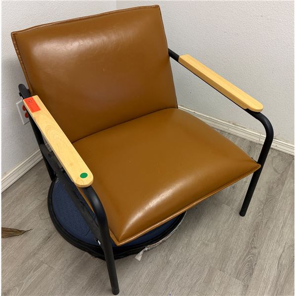 Metal Stationary Armchair w/ Upholstered Seat & Back 27" x 19" x 28"H