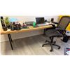 Image 1 : Wooden Table 80" x 32" x 28"H & Rolling Office Chair (contents not included)