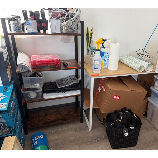 Small 4-Tier Shelving Unit & Corner Table, Misc Sizes (contents not included)