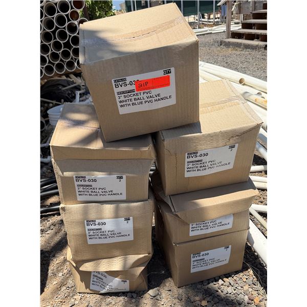 Qty 7 Boxes (of 2 each=14 Valves) BVS-030  3" PVC Ball Valves