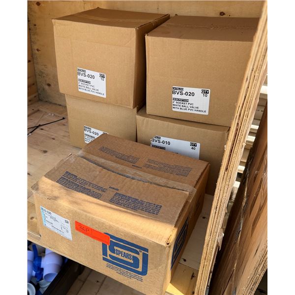 Qty 5 Boxes (of 2 each=10 Valves) BVS-020 & Spears 2622-20 Utility 2" PVC Ball Valves