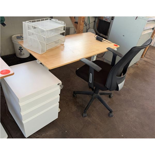 Innovar Adjustable Height Desk w/ File Cabinet & Rolling Office Chair 47" x 24"