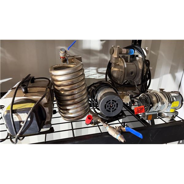 Diaphragm Vacuum Pump,  Coil Heat Exchanger, Dayton Air Pump, Motor, etc