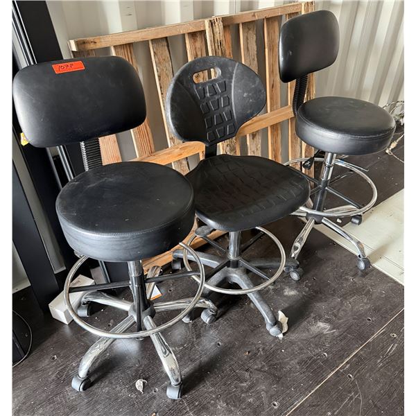 Qty 3 Rolling Chairs w/ Footrails