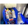 Image 9 : Multiple Blue Bins & Contents: Racks, Spray Bottles, Fisher Head Covers, Solution Bottles, etc