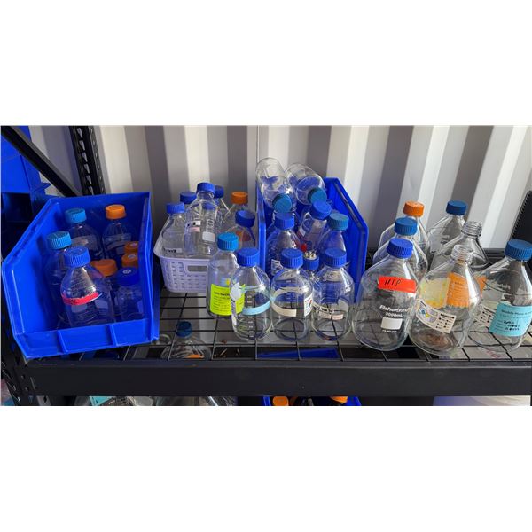 Multiple Bins w/ Glass Bottles, Misc Sizes