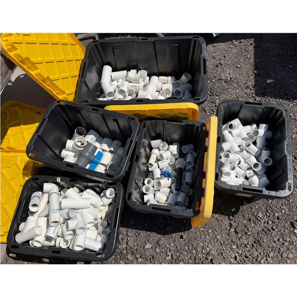 Multiple Bins PVC Pipe Fittings, Couplings, Reducers, etc