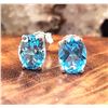 Image 3 : Swiss Blue Topaz Contemporary Solitaire Earrings