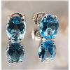 Image 5 : Swiss Blue Topaz Contemporary Solitaire Earrings