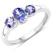 Image 11 : Genuine Tanzanite Mixed-Cut Three-Stone Ring .925
