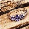 Image 1 : Genuine Tanzanite Mixed-Cut Three-Stone Ring .925