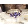 Image 2 : Genuine Tanzanite Mixed-Cut Three-Stone Ring .925
