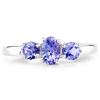 Image 9 : Genuine Tanzanite Mixed-Cut Three-Stone Ring .925