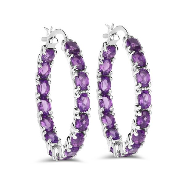 4.80 CTW Amethyst Inside/Out Hoop Earrings .925