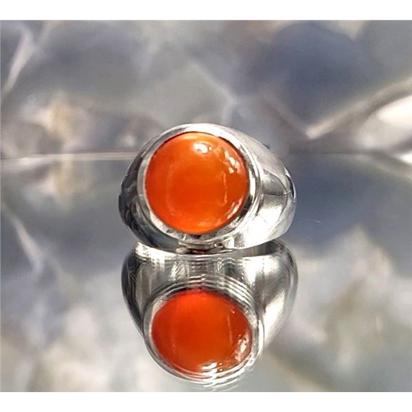 Bold Carnelian Round Cabochon Dome Ring