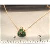 Image 9 : Emerald and 14K Clover Pendant -Trefoil, 3-Stone