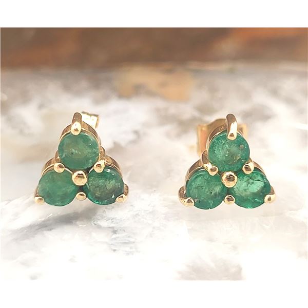 Emerald Trefoil Earrings by CID-Clyde Duneier 14K
